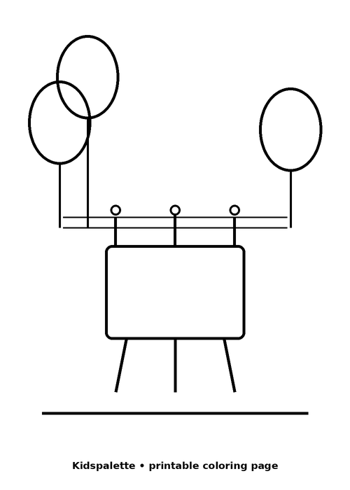 Birthday cake and balloons